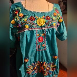 Aqua Mexicana Embroidered Blouse